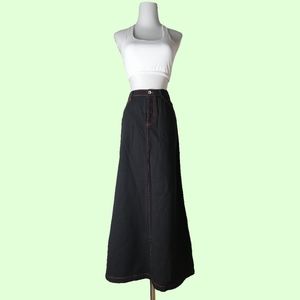 sz: M, black denim long skirt